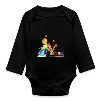 Juggling ball work - Organic Longsleeve Baby Bodysuit - black - Front