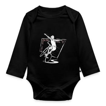 Cadeau de gymnastique vélo art - Body Bébé bio manches longues - noir - Devant
