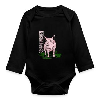 porcin - Body Bébé bio manches longues - noir - Devant