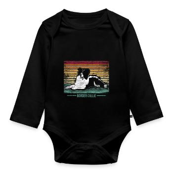 Border Collie - Organic Longsleeve Baby Bodysuit - black - Front