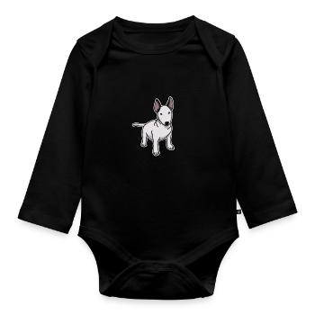 Bull Terrier, Dog, , Dog Owner, Comic - Organic Longsleeve Baby Bodysuit - black - Front