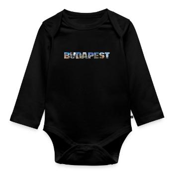 Budapest City Hungary - Baby Bio-Langarm-Body - Schwarz - Vorne