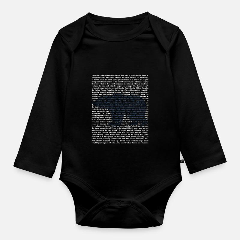 ours brun - Body Bébé bio manches longues - noir