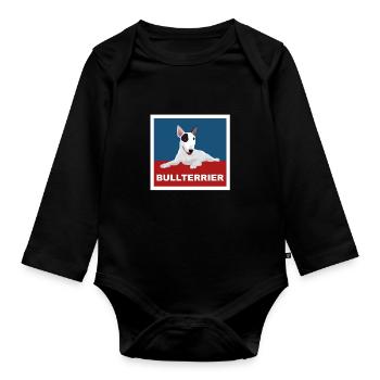 Bull Terrier, chien, dessin, chien de combat - Body Bébé bio manches longues - noir - Devant