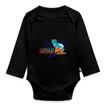 Meerkat polygon gift - Organic Longsleeve Baby Bodysuit - black - Front