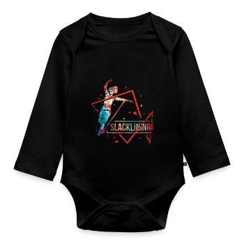 Slackline polygon gift - Organic Longsleeve Baby Bodysuit - black - Front
