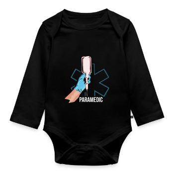 Emergency medic paramedic gift - Organic Longsleeve Baby Bodysuit - black - Front