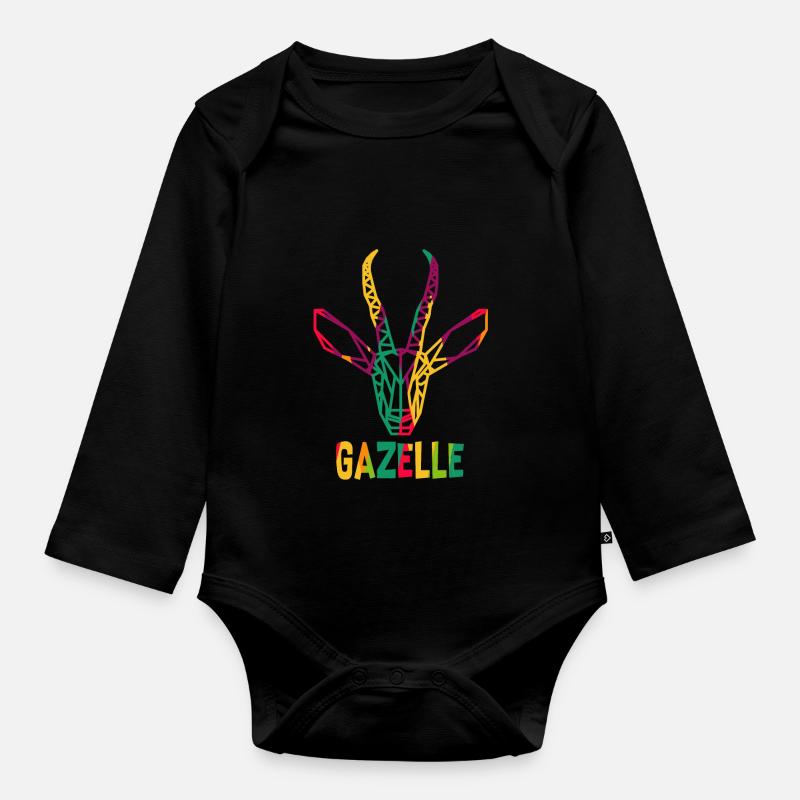 Polygone de gazelle - Body Bébé bio manches longues - noir