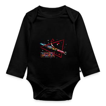 Bassoon polygon gift - Organic Longsleeve Baby Bodysuit - black - Front