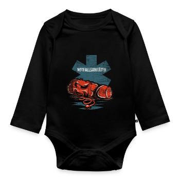 Emergency medic paramedic gift - Organic Longsleeve Baby Bodysuit - black - Front