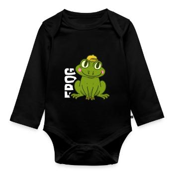 grenouilles - Body Bébé bio manches longues - noir - Devant