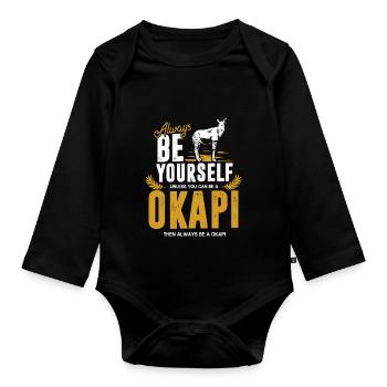 okapi - Organic Longsleeve Baby Bodysuit - black - Front