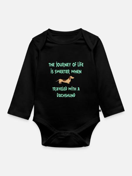 Hund Dackel Dachshund Teckel Geschenk Shirt - Baby Bio-Langarm-Body - Schwarz
