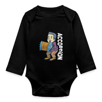 Akkordeon Geschenk - Baby Bio-Langarm-Body - Schwarz - Vorne