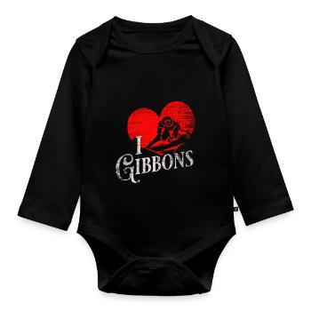 Cadeau Gibbon - Body Bébé bio manches longues - noir - Devant