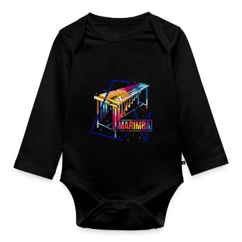 Marimba Polygon - Baby Bio-Langarm-Body - Schwarz - Vorne