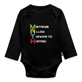 professeur de mathématiques - Body Bébé bio manches longues - noir - Devant