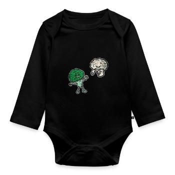 Brokkoli Blumenkohl - Baby Bio-Langarm-Body - Schwarz - Vorne
