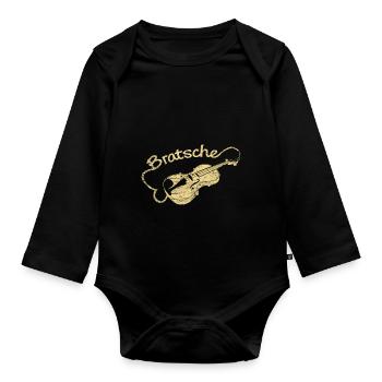 Bratsche Geschenk - Baby Bio-Langarm-Body - Schwarz - Vorne