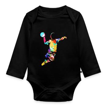 Cadeau de handball - Body Bébé bio manches longues - noir - Devant