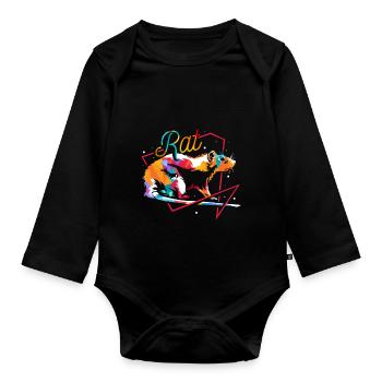 Ratte Polygon - Baby Bio-Langarm-Body - Schwarz - Vorne