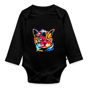 Bengal cat gift - Organic Longsleeve Baby Bodysuit - black - Front