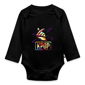 K-pop Polygon - Baby Bio-Langarm-Body - Schwarz - Vorne