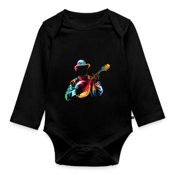 mandoline - Body Bébé bio manches longues - noir - Devant