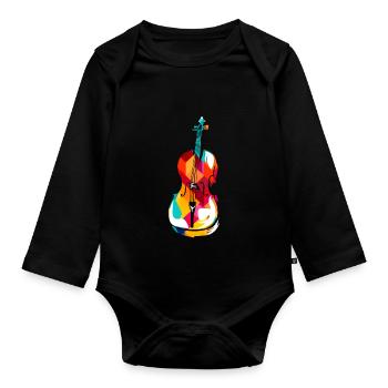 Cello polygon - Organic Longsleeve Baby Bodysuit - black - Front