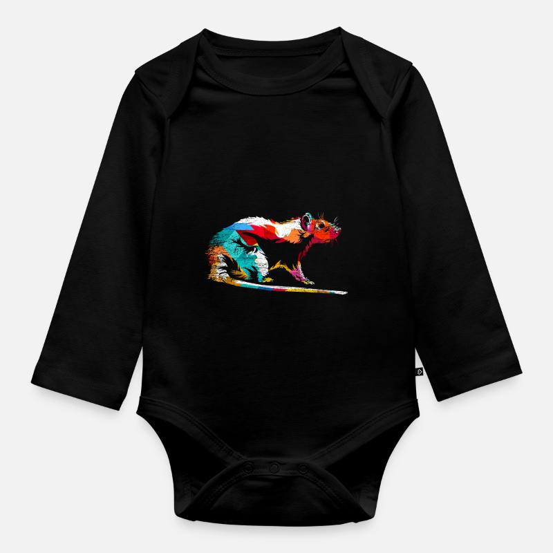 Ratte Geschenk - Baby Bio-Langarm-Body - Schwarz