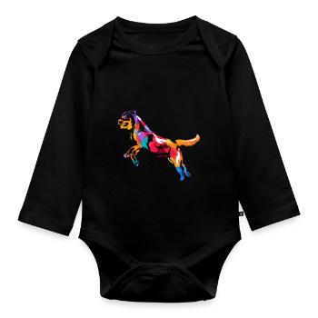 Rottweiler Polygone - Body Bébé bio manches longues - noir - Devant