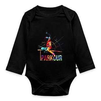 Parkour gift - Organic Longsleeve Baby Bodysuit - black - Front