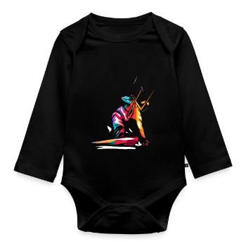 kitesurfing - Body Bébé bio manches longues - noir - Devant