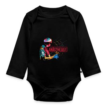 Anesthetist gift - Organic Longsleeve Baby Bodysuit - black - Front