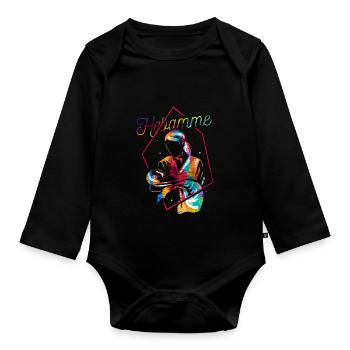 Cadeau sage-femme - Body Bébé bio manches longues - noir - Devant