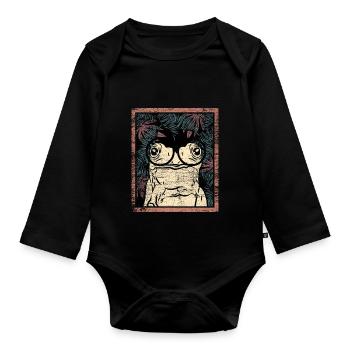 Frosch Kröte Geschenk - Baby Bio-Langarm-Body - Schwarz - Vorne