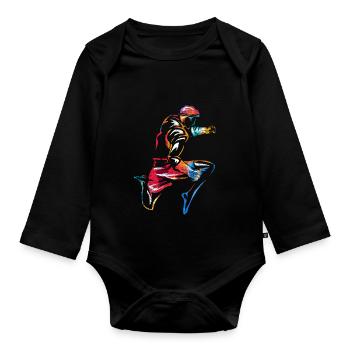 Muay Thai Fighter Geschenk - Baby Bio-Langarm-Body - Schwarz - Vorne