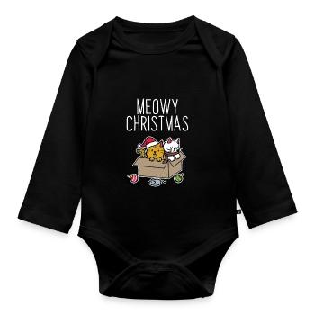 Katzen Weihnachten - Baby Bio-Langarm-Body - Schwarz - Vorne