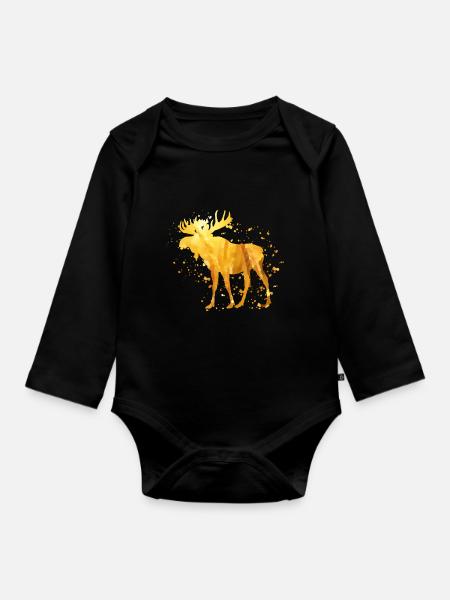 Schöner Elch - Baby Bio-Langarm-Body - Schwarz