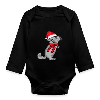 Chinchilla Weihnachten - Baby Bio-Langarm-Body - Schwarz - Vorne