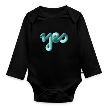 YES Font cuddly effect 3D - Organic Longsleeve Baby Bodysuit - black - Front