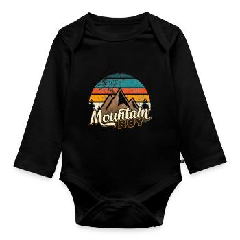 Mountain Boy Partner Look Shirt Mountains Men Retro - Organic Longsleeve Baby Bodysuit - black - Front