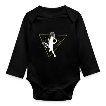 Tennis tennis player tennis sport tennis ball - Organic Longsleeve Baby Bodysuit - black - Front