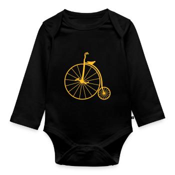 Vélo rétro penny-farthing - Body Bébé bio manches longues - noir - Devant