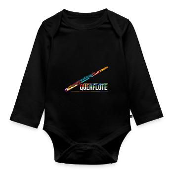 Querflöte Instrument Flöte - Baby Bio-Langarm-Body - Schwarz - Vorne
