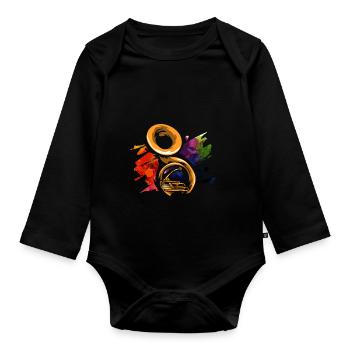 Sousaphon Tuba Geschenk - Baby Bio-Langarm-Body - Schwarz - Vorne