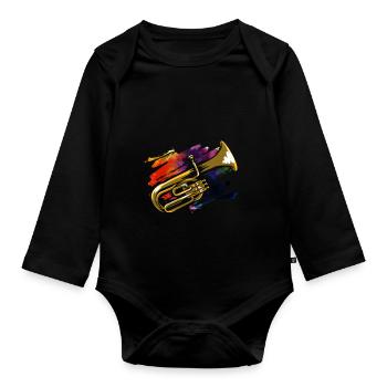 Alto horn gift - Organic Longsleeve Baby Bodysuit - black - Front