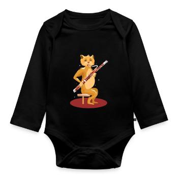 Fagottkatze Fagott Katze - Baby Bio-Langarm-Body - Schwarz - Vorne