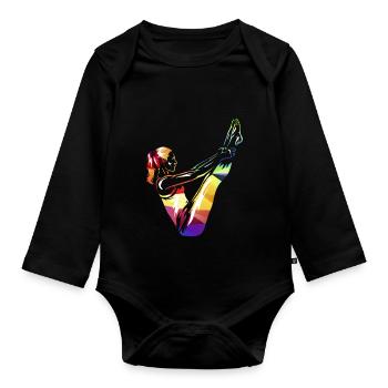 Pilates Übung - Baby Bio-Langarm-Body - Schwarz - Vorne