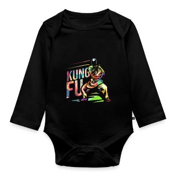 Kung Fu - Baby Bio-Langarm-Body - Schwarz - Vorne